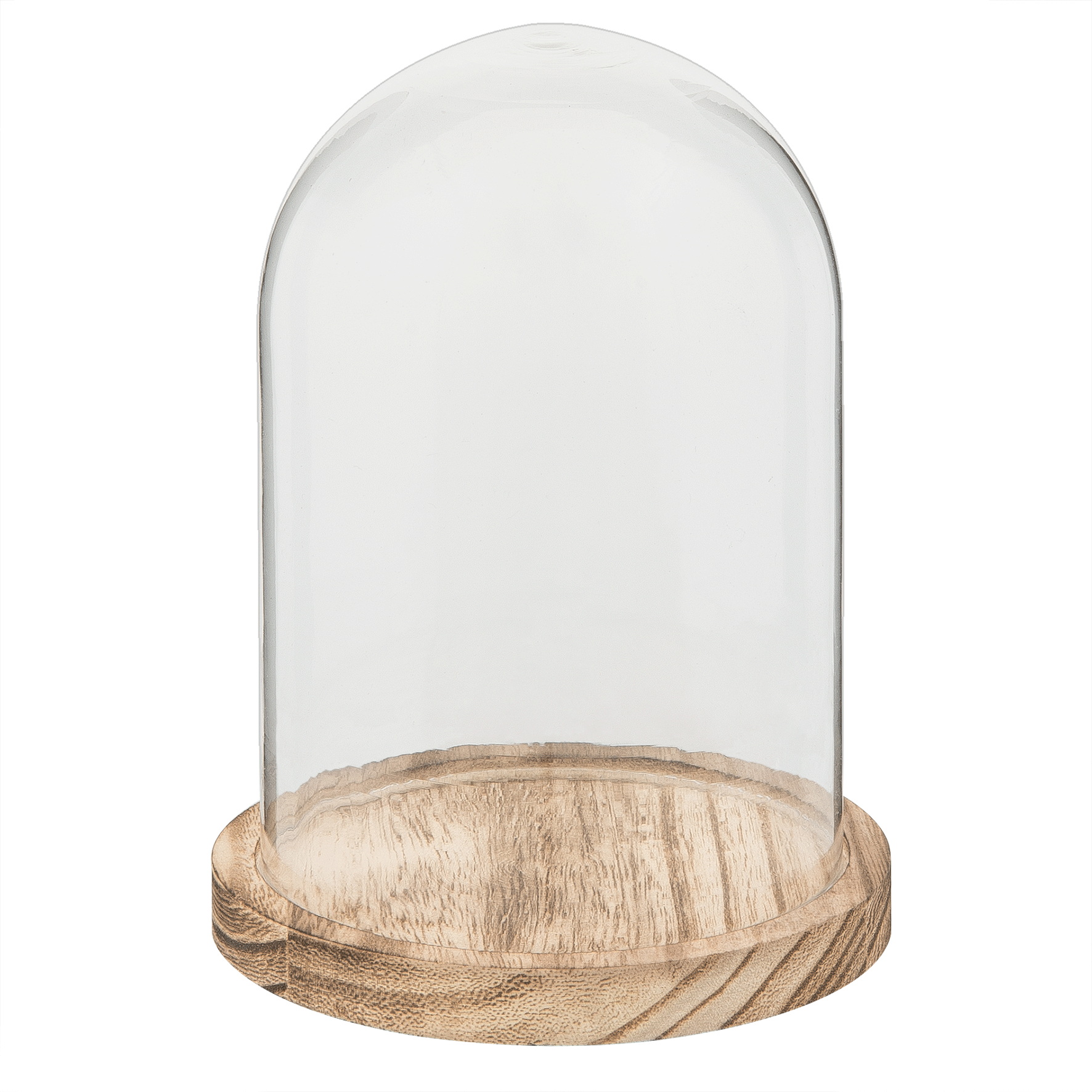 HAES DECO - Decoratieve glazen stolp met houten voet, diameter 12 cm en hoogte 17 cm - ST021681 - HAES deco